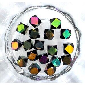 18pcs Beads for Jewelry #22166 AB Cube Glass Beads